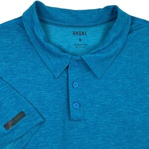 Rhone Commuter Polo (Older Model) Stretch Performance Teal Blue Heather Medium